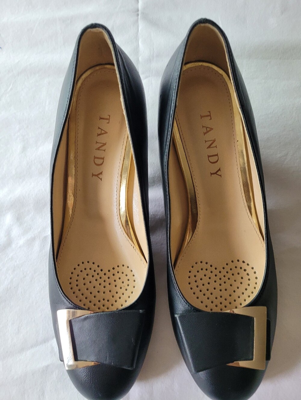 Tandy Womens Black Bow Accent Leather Flats Size 7.5 US - Picture 2 of 8